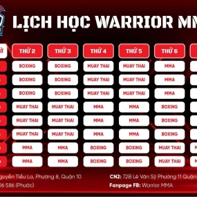 Lịch học các lớp võ thuật